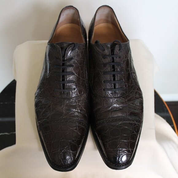 Bally Scribe genuine Alligator Men's dark brown lace ups US size 10 Switzerland - Picture 5 of 10